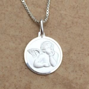 Sterling Silver 925 Angel Cherub Necklace Pendant